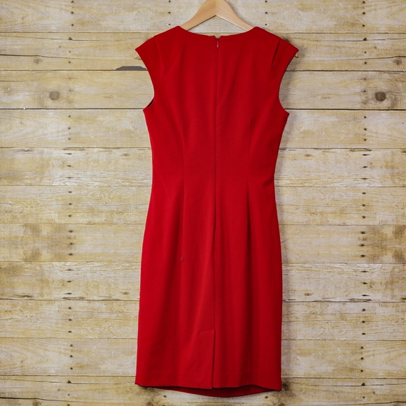 Clavin Klein Sleeveless Cocktail Mini Dress Red 4 - Picture 6 of 6